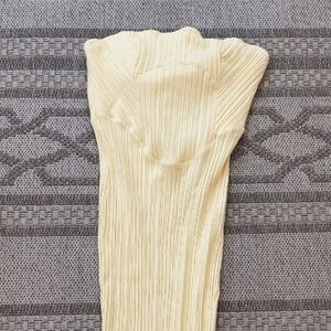 Strapless Pleated Cream Tube Dress